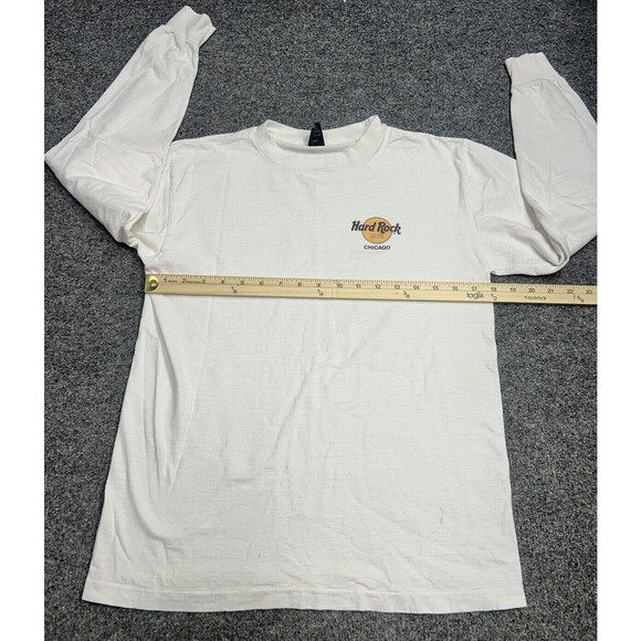 Vintage 80s Hard Rock Cafe Chicago Long-Sleeve White T-Shirt Size Large - Picture 6 of 11